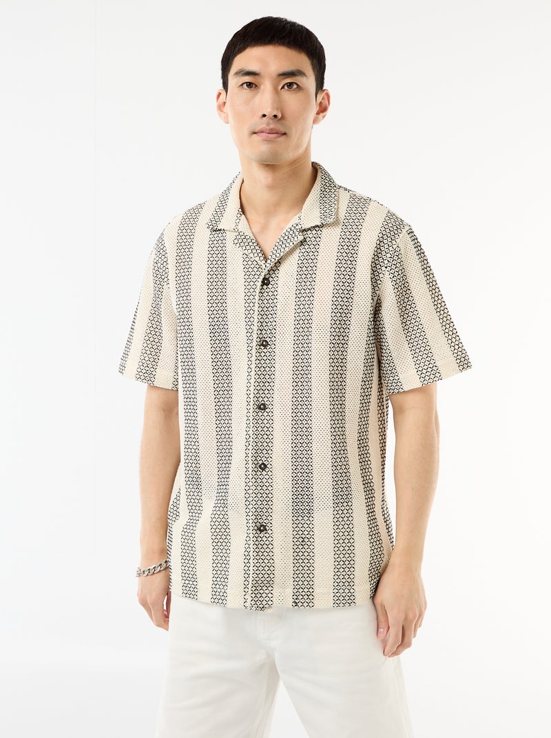 Chemise manches courtes en maille crochet Blanc - Kiabi