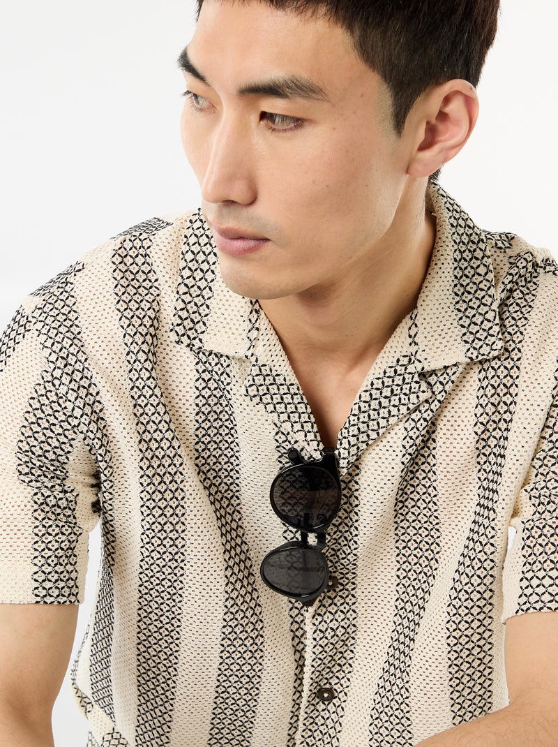 Chemise manches courtes en maille crochet Blanc - Kiabi