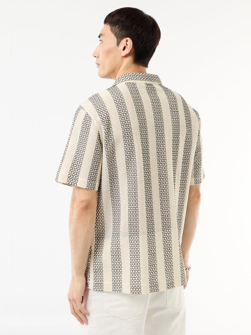 Chemise manches courtes en maille crochet Blanc - Kiabi