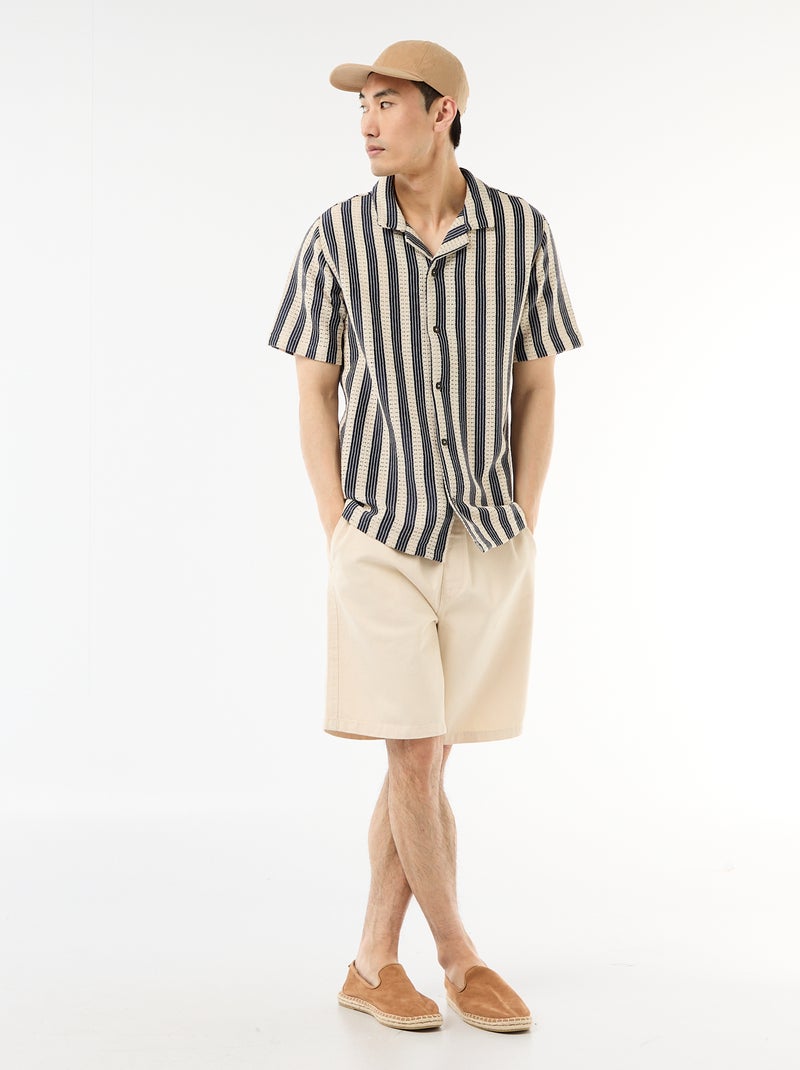 Chemise manches courtes en maille crochet Bleu - Kiabi