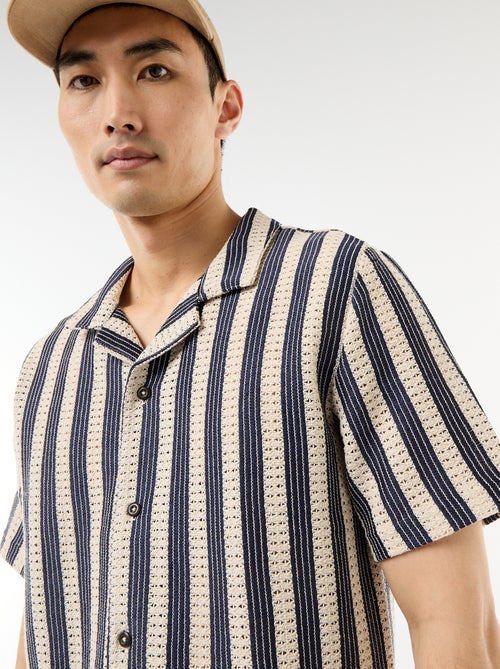 Chemise manches courtes en maille crochet - Kiabi