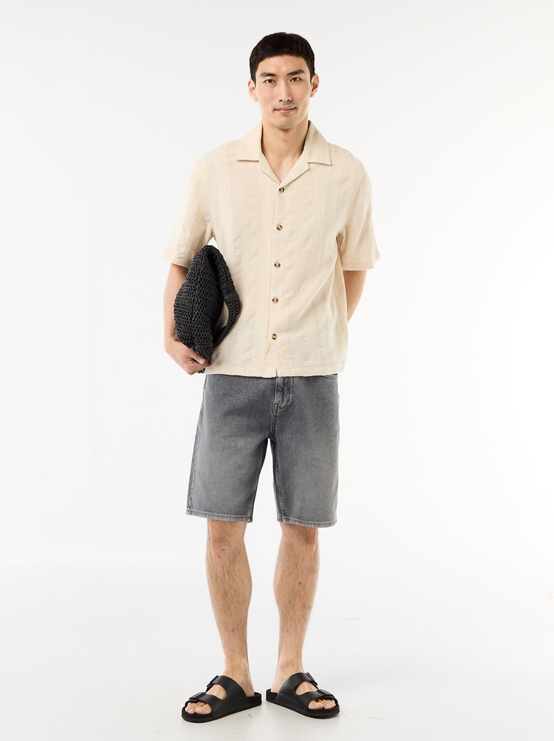 Chemise manches courtes en maille fantaisie Blanc - Kiabi