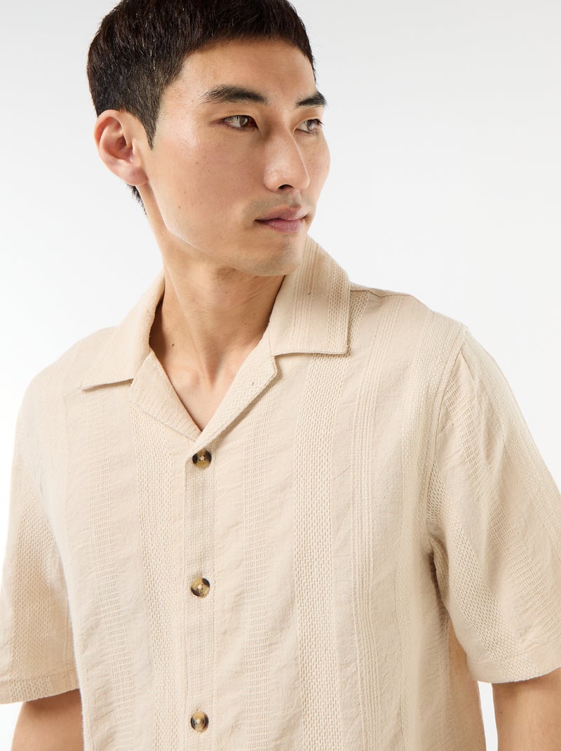 Chemise manches courtes en maille fantaisie Blanc - Kiabi