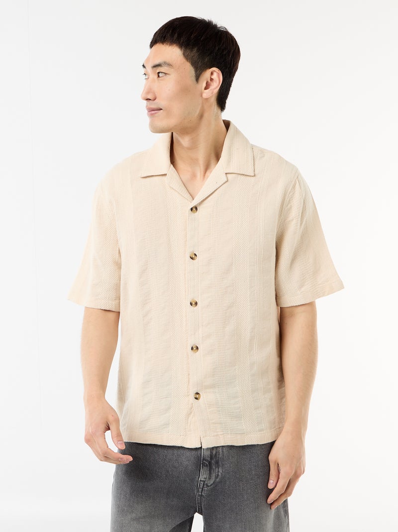 Chemise manches courtes en maille fantaisie Blanc - Kiabi