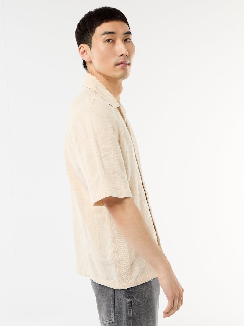 Chemise manches courtes en maille fantaisie Blanc - Kiabi