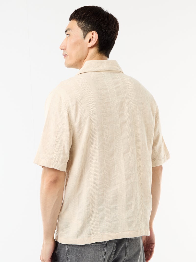 Chemise manches courtes en maille fantaisie Blanc - Kiabi