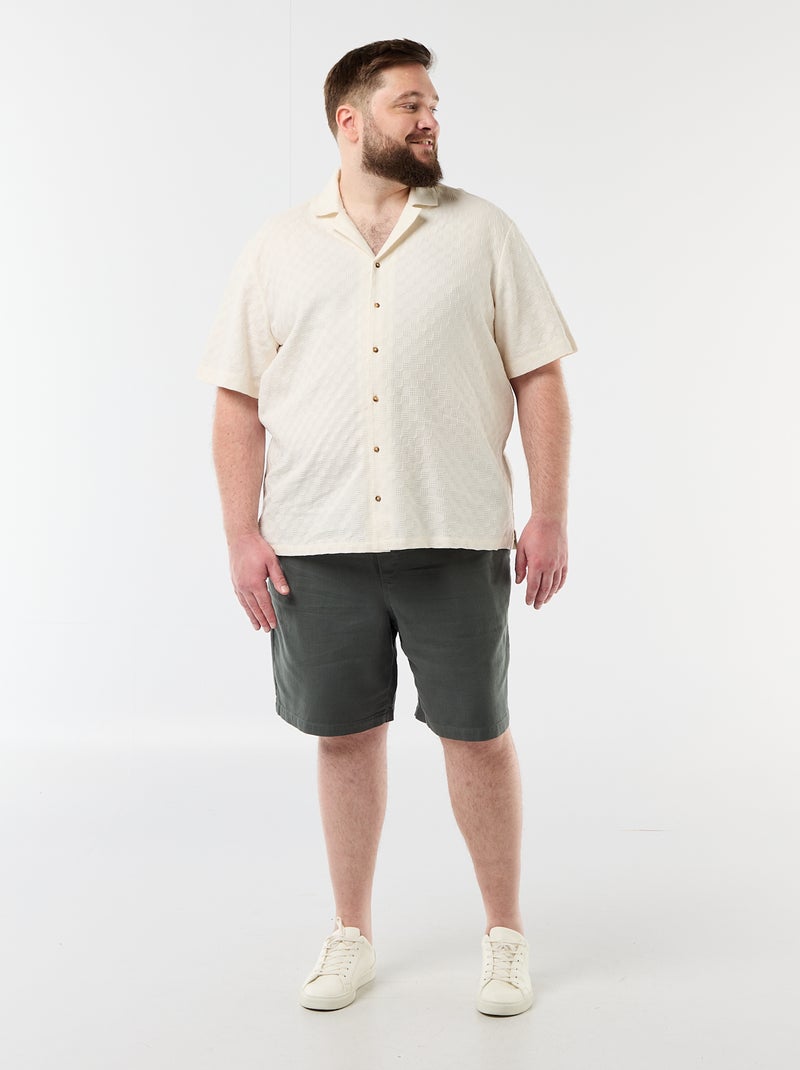 Chemise manches courtes en maille fantaisie Blanc - Kiabi