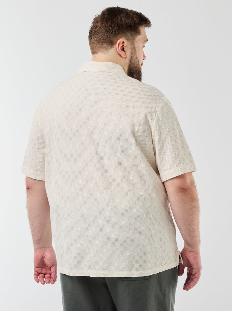 Chemise manches courtes en maille fantaisie Blanc - Kiabi