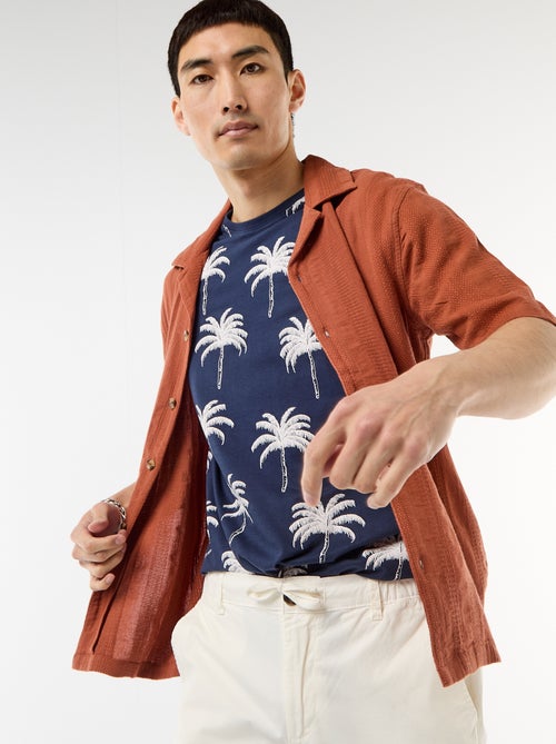 Chemise manches courtes en maille fantaisie - Kiabi