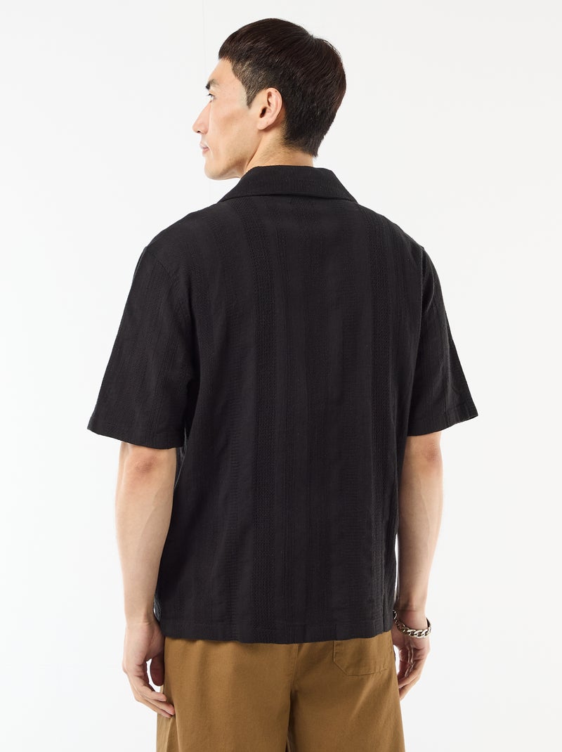 Chemise manches courtes en maille fantaisie Noir - Kiabi