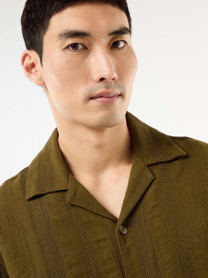 Chemise manches courtes en maille fantaisie Vert - Kiabi