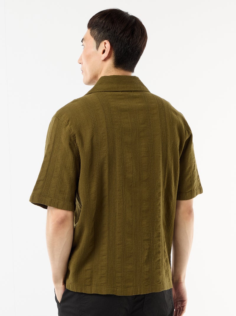 Chemise manches courtes en maille fantaisie Vert - Kiabi