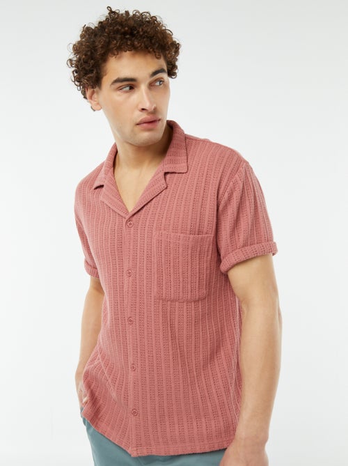 Chemise manches courtes en matière ajourée - Kiabi