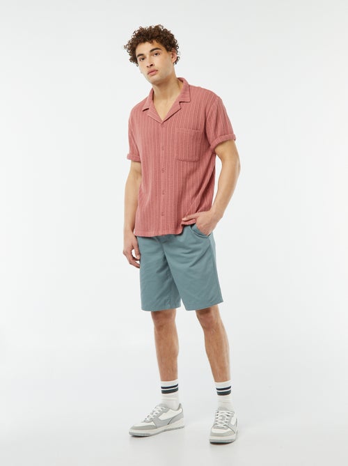 Chemise manches courtes en matière ajourée - Kiabi