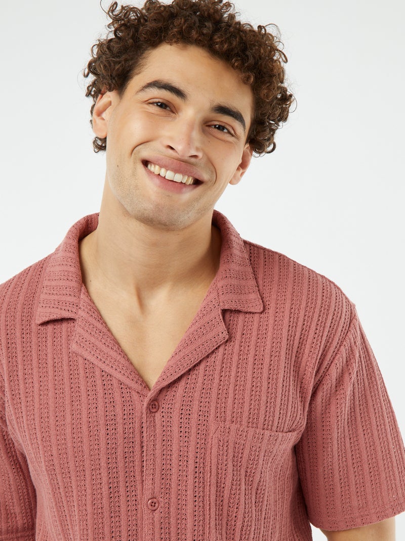 Chemise manches courtes en matière ajourée ROSE - Kiabi
