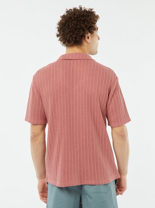 Chemise manches courtes en matière ajourée - Kiabi