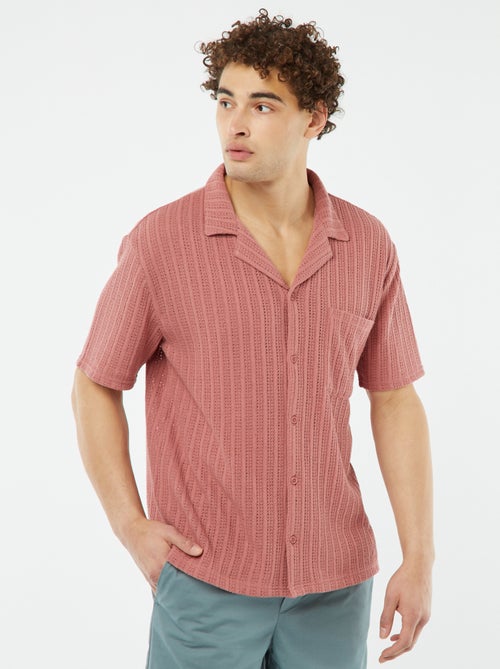 Chemise manches courtes en matière ajourée - Kiabi