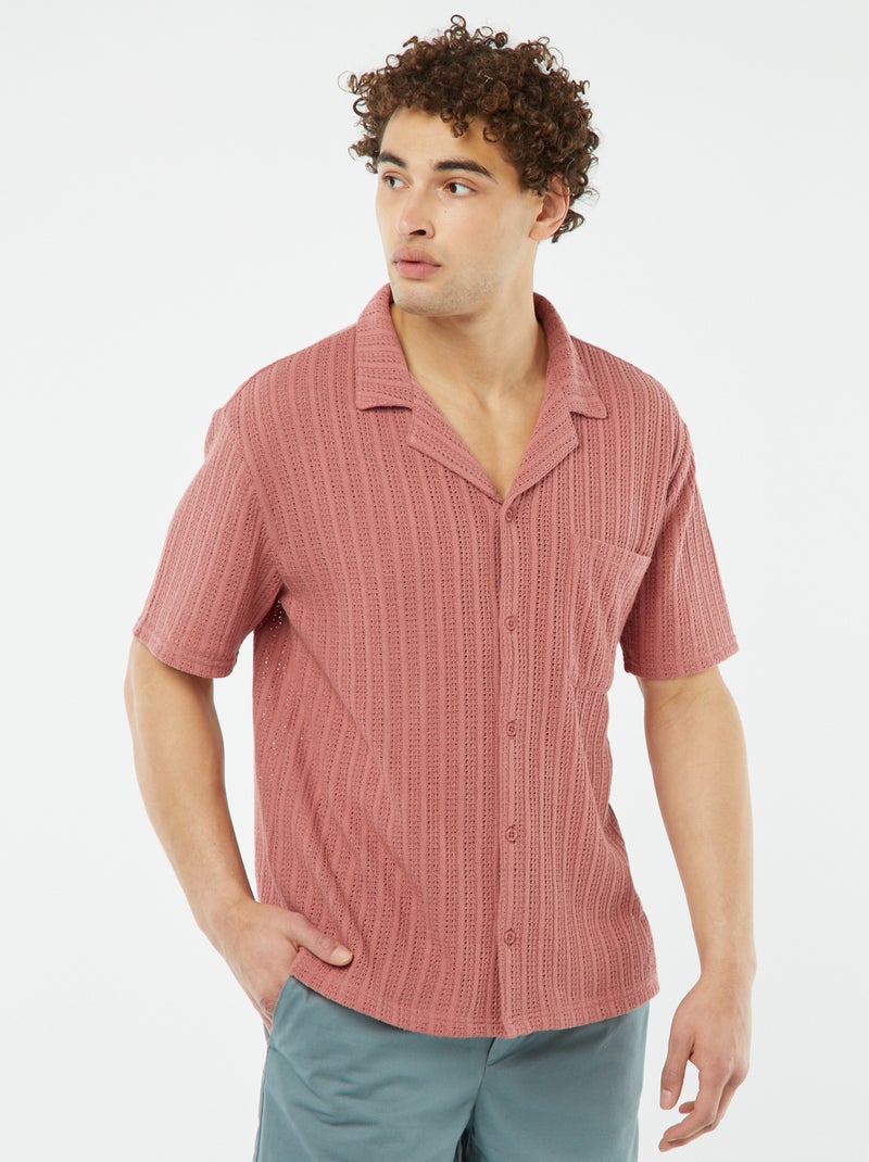 Chemise manches courtes en matière ajourée ROSE - Kiabi