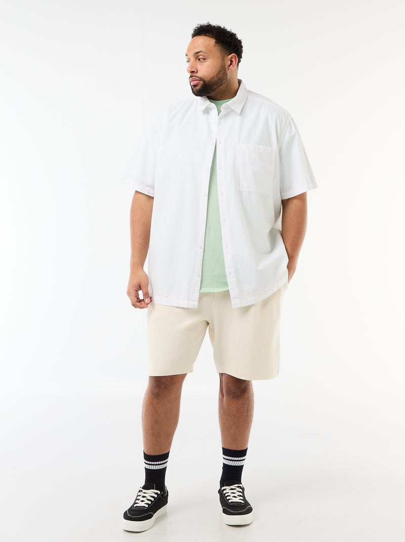 Chemise manches courtes en matière crépon Blanc - Kiabi