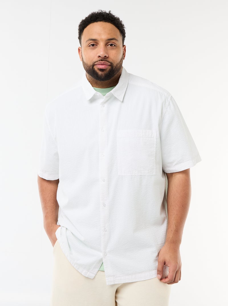 Chemise manches courtes en matière crépon Blanc - Kiabi