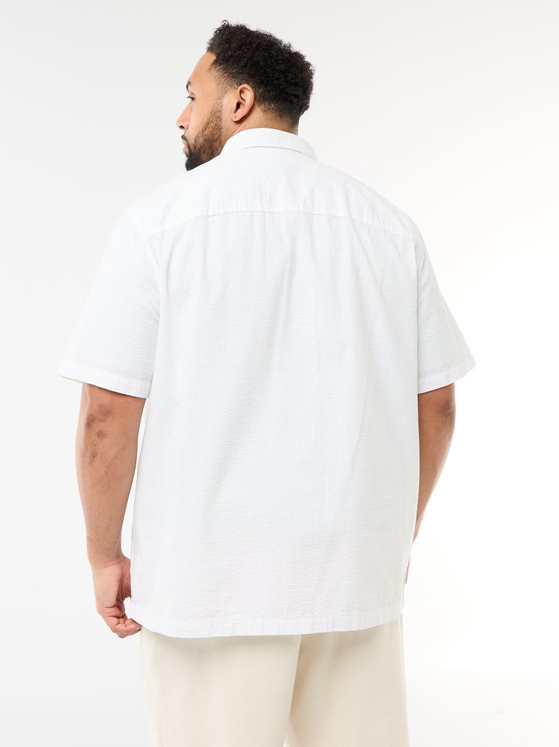 Chemise manches courtes en matière crépon Blanc - Kiabi