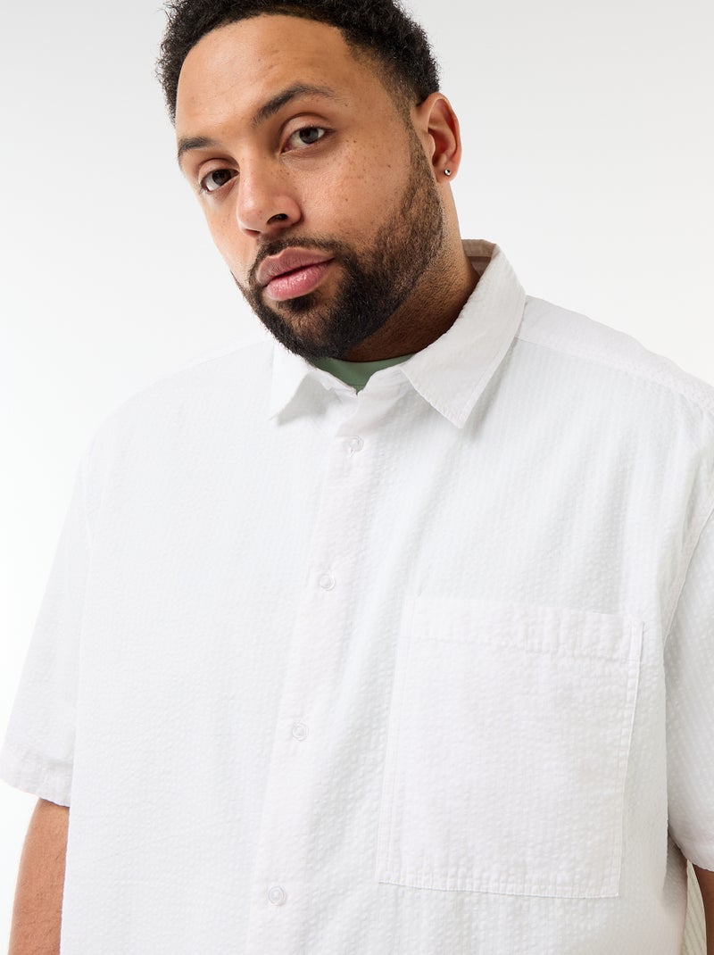 Chemise manches courtes en matière crépon Blanc - Kiabi