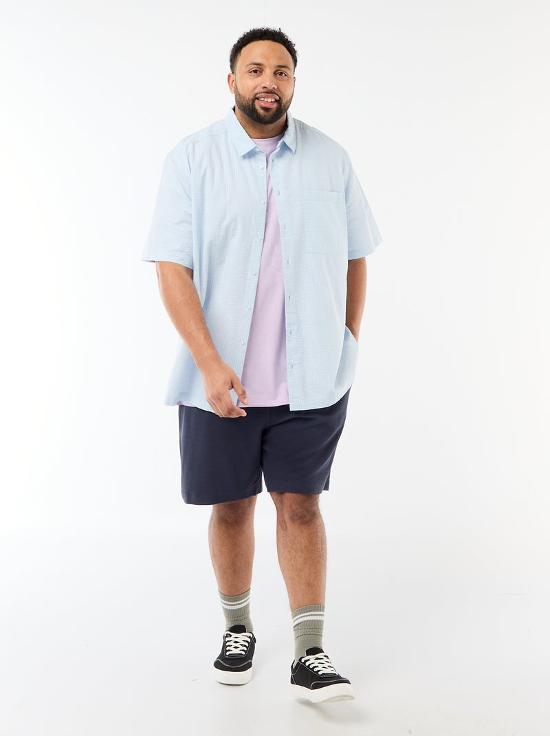 Chemise manches courtes en matière crépon Bleu - Kiabi