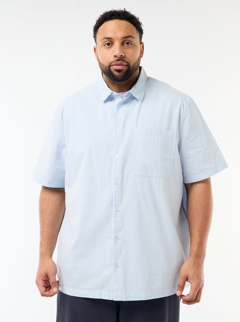 Chemise manches courtes en matière crépon Bleu - Kiabi