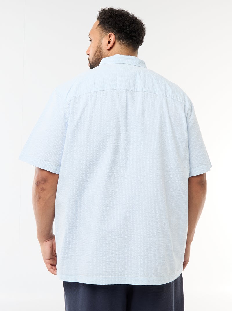Chemise manches courtes en matière crépon Bleu - Kiabi