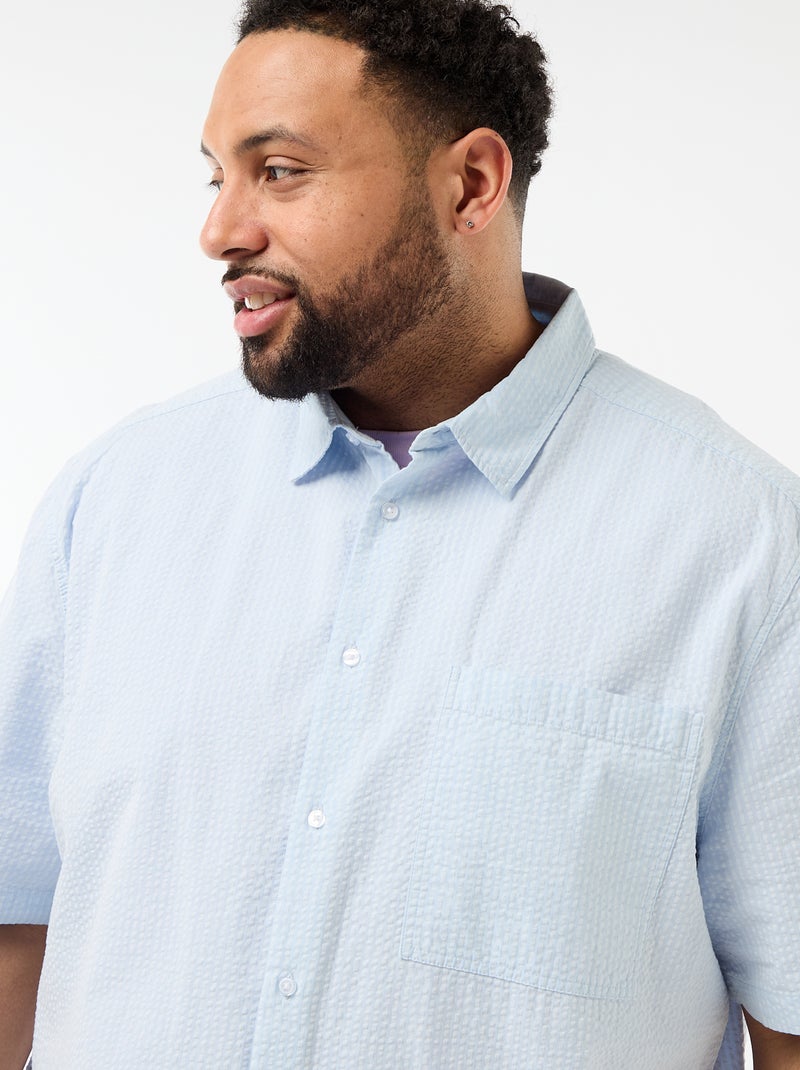 Chemise manches courtes en matière crépon Bleu - Kiabi