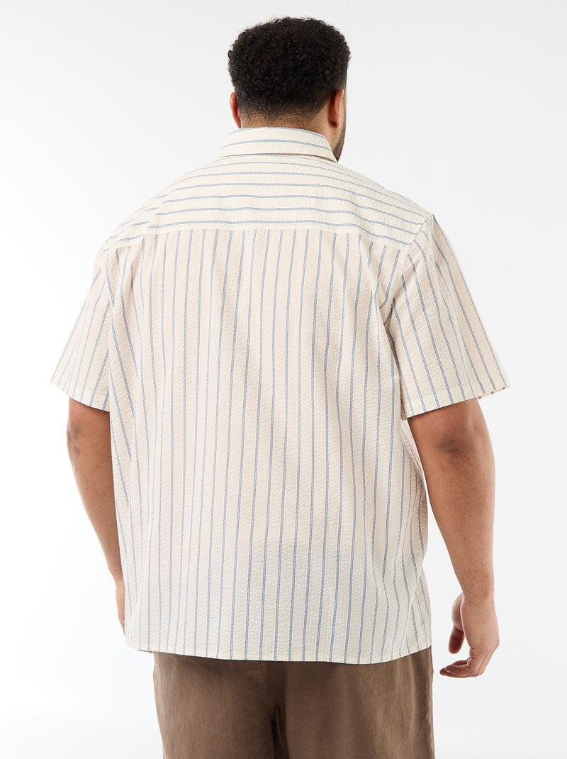 Chemise manches courtes légère à rayures Blanc - Kiabi