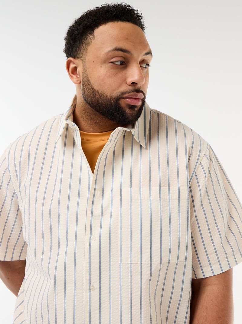 Chemise manches courtes légère à rayures Blanc - Kiabi