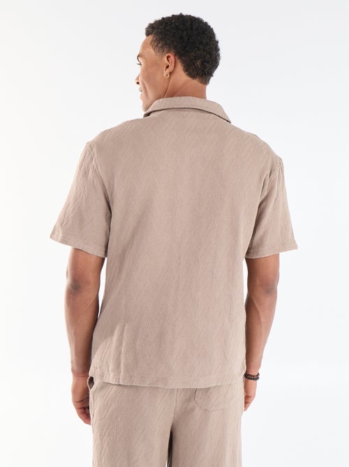 Chemise manches courtes maille jacquard - Kiabi