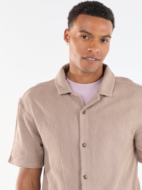 Chemise manches courtes maille jacquard - Kiabi