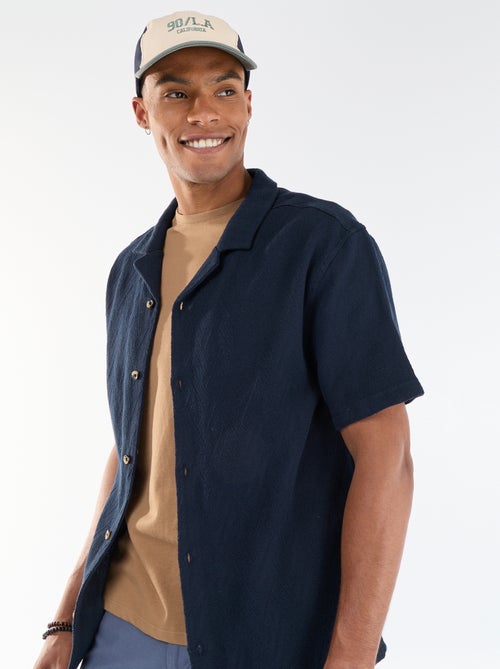 Chemise manches courtes maille jacquard - Kiabi