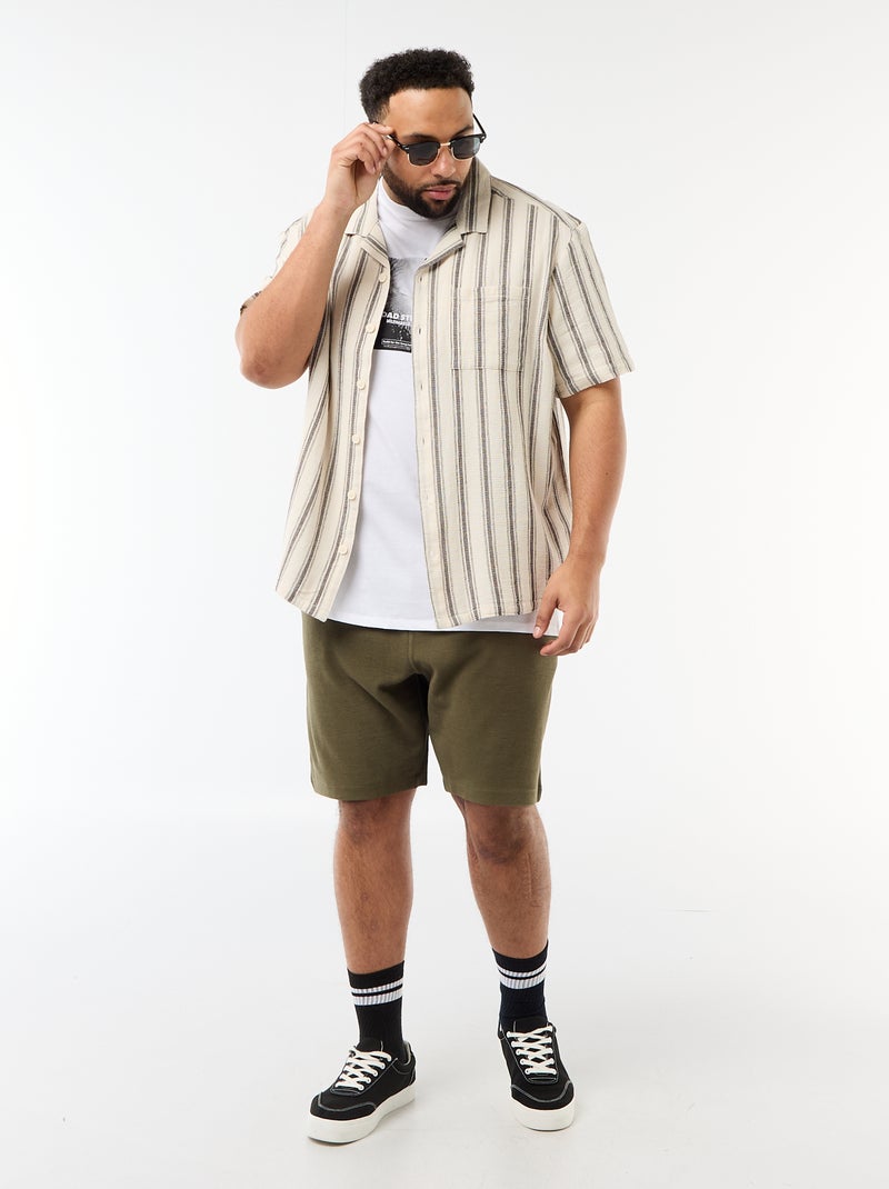 Chemise manches courtes rayée Blanc - Kiabi