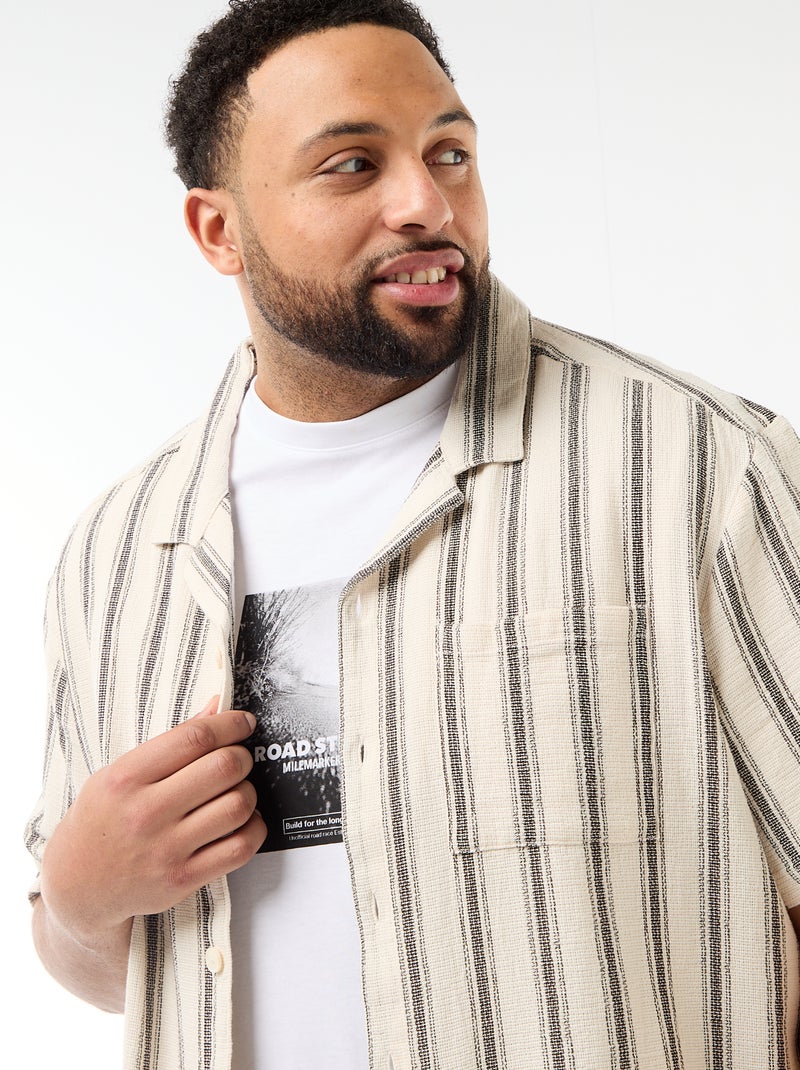 Chemise manches courtes rayée Blanc - Kiabi