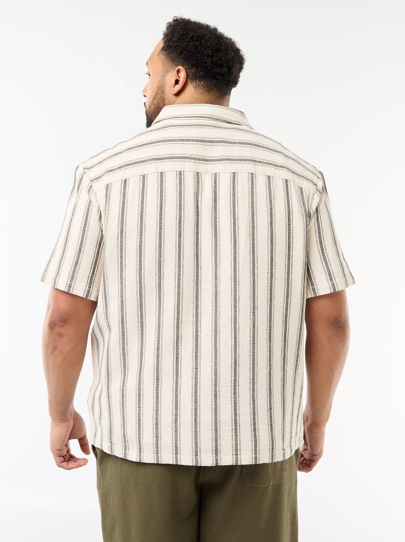 Chemise manches courtes rayée Blanc - Kiabi