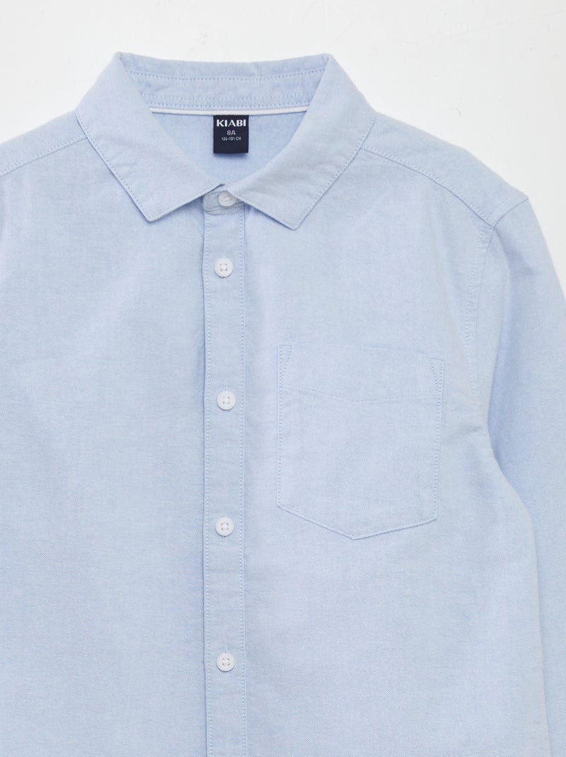 Chemise manches longues oxford Bleu - Kiabi