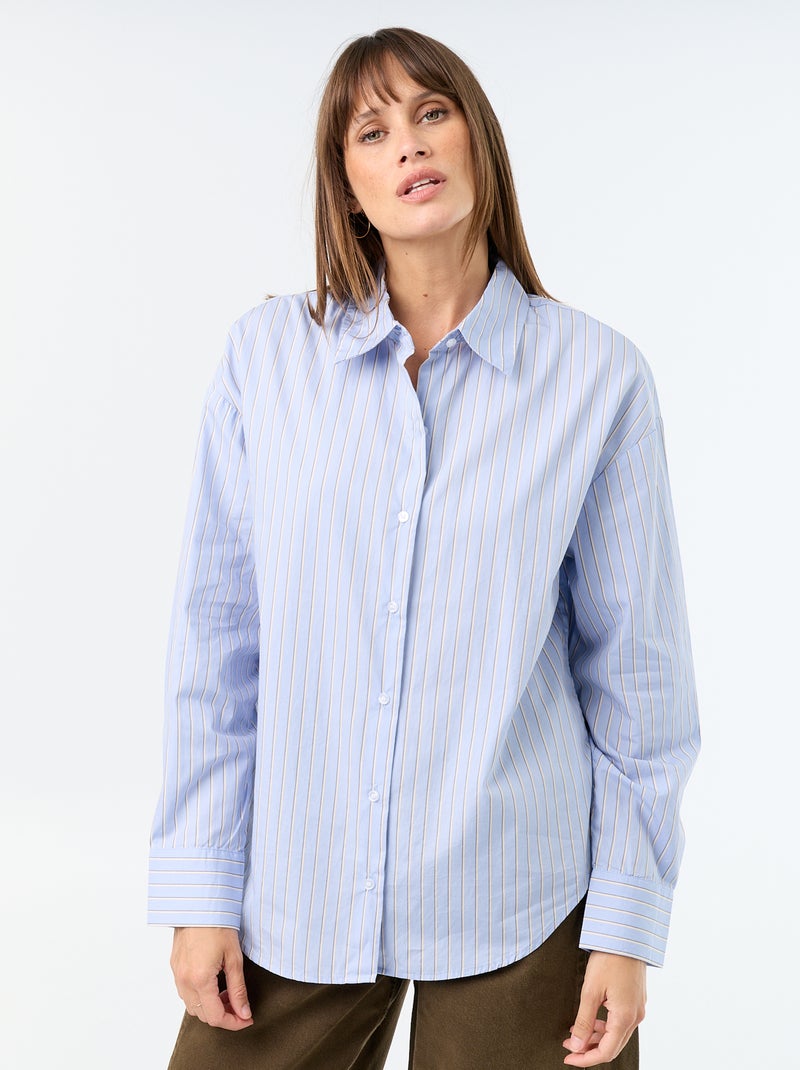 Chemise manches longues rayée Bleu - Kiabi