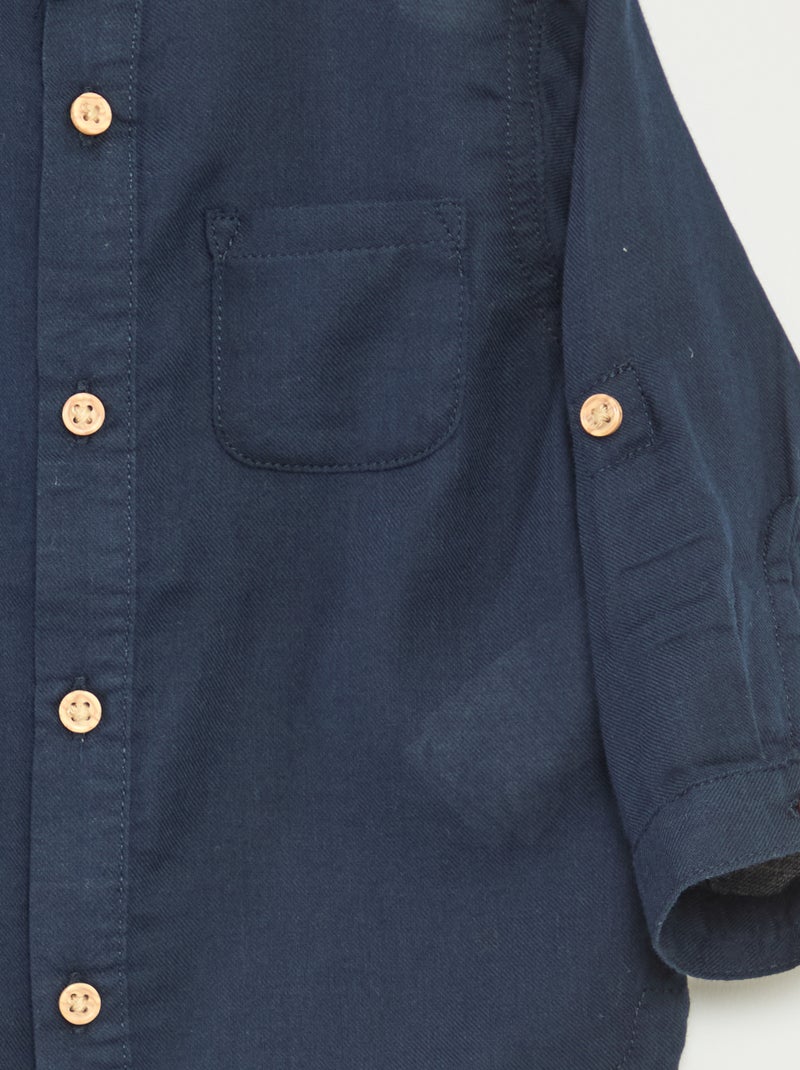 Chemise matière légère col mao Bleu - Kiabi