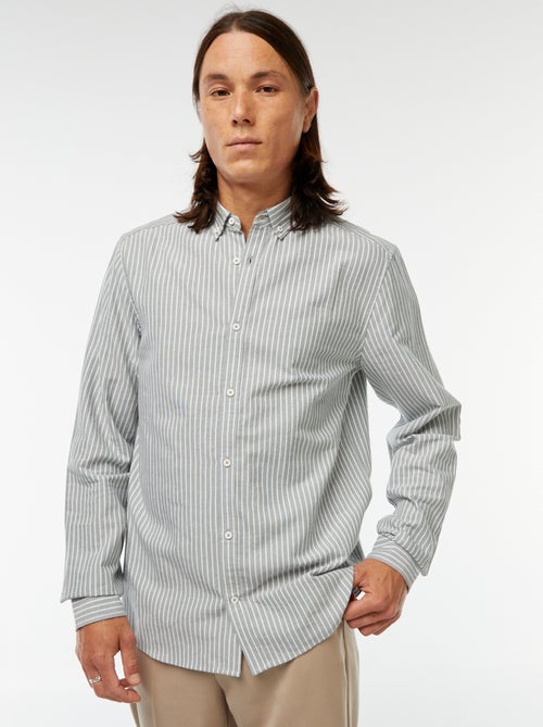 Chemise Oxford avec motif à rayures - Kiabi