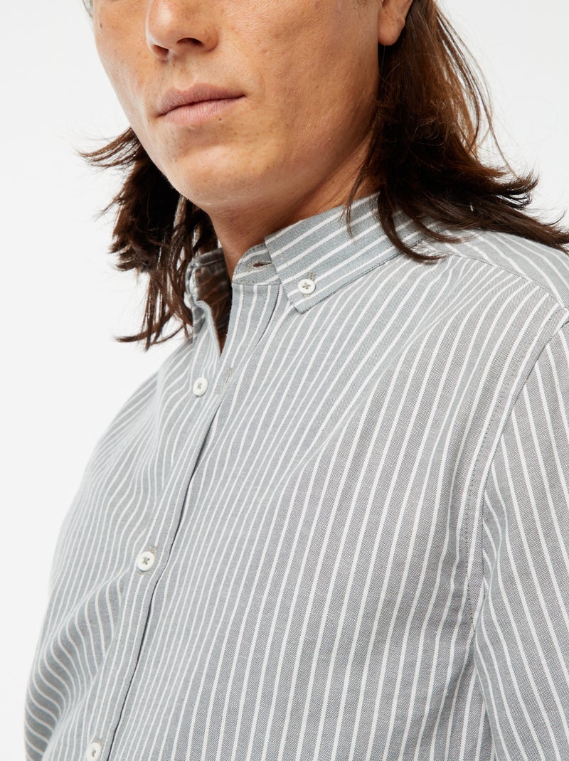 Chemise Oxford avec motif à rayures Vert - Kiabi