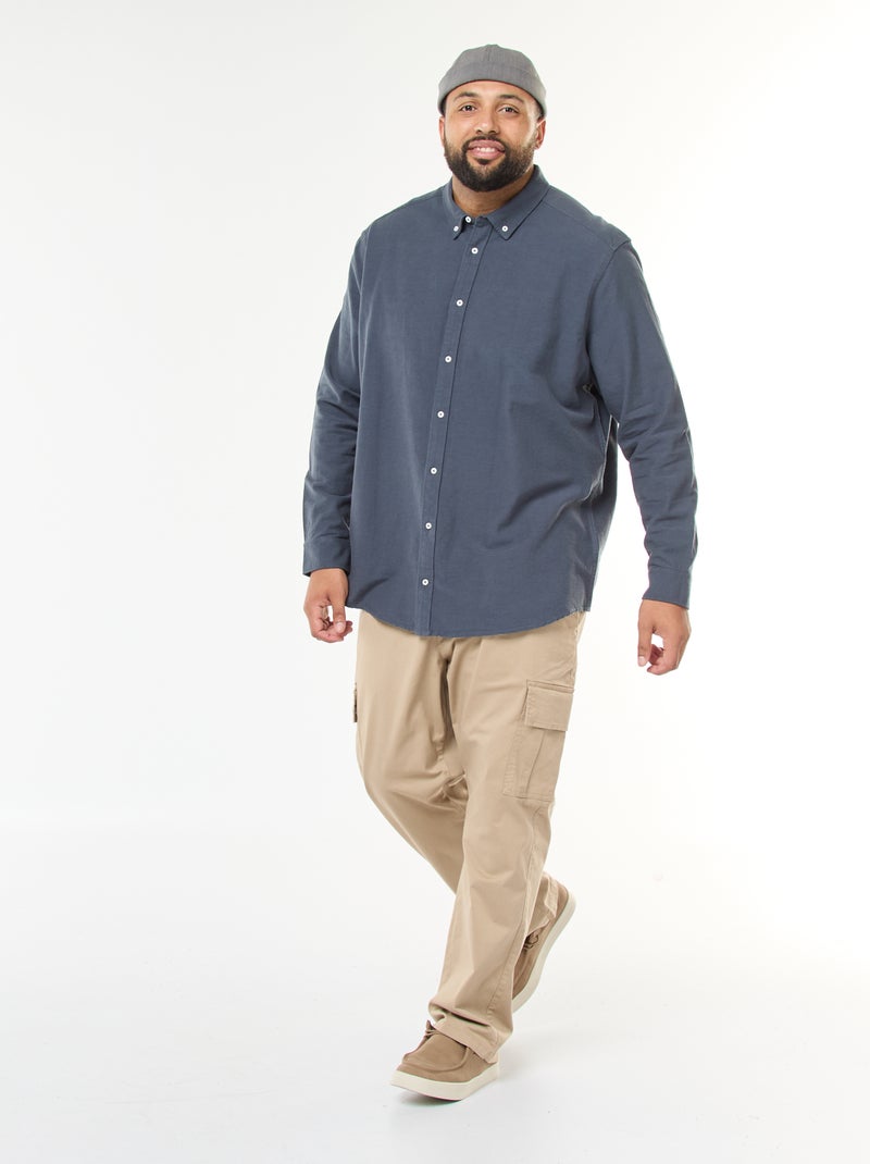 Chemise oxford droite unie Bleu - Kiabi