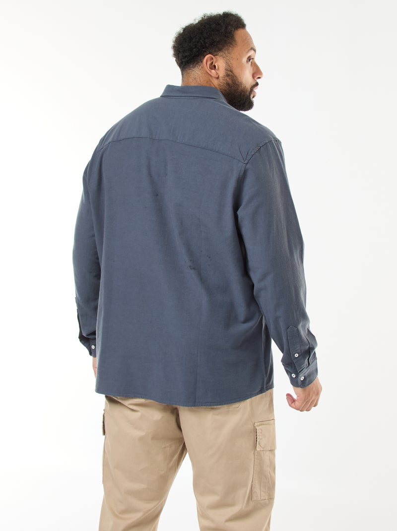 Chemise oxford droite unie Bleu - Kiabi