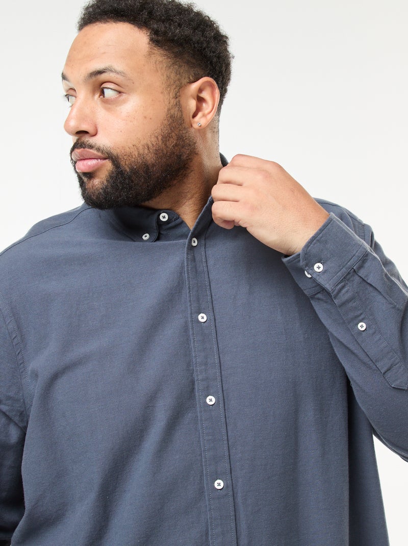 Chemise oxford droite unie Bleu - Kiabi