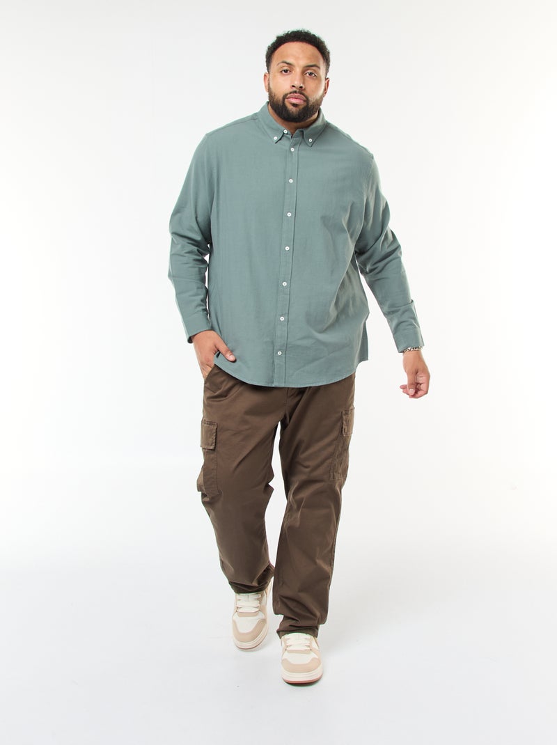 Chemise oxford droite unie Vert - Kiabi