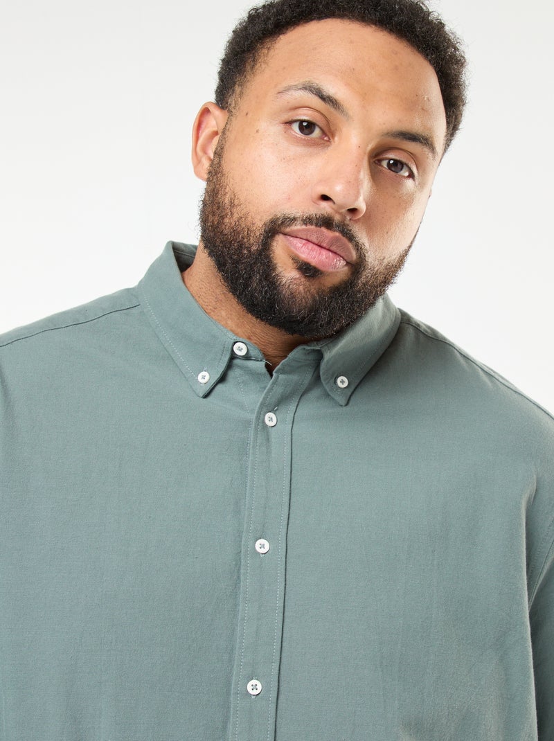 Chemise oxford droite unie Vert - Kiabi