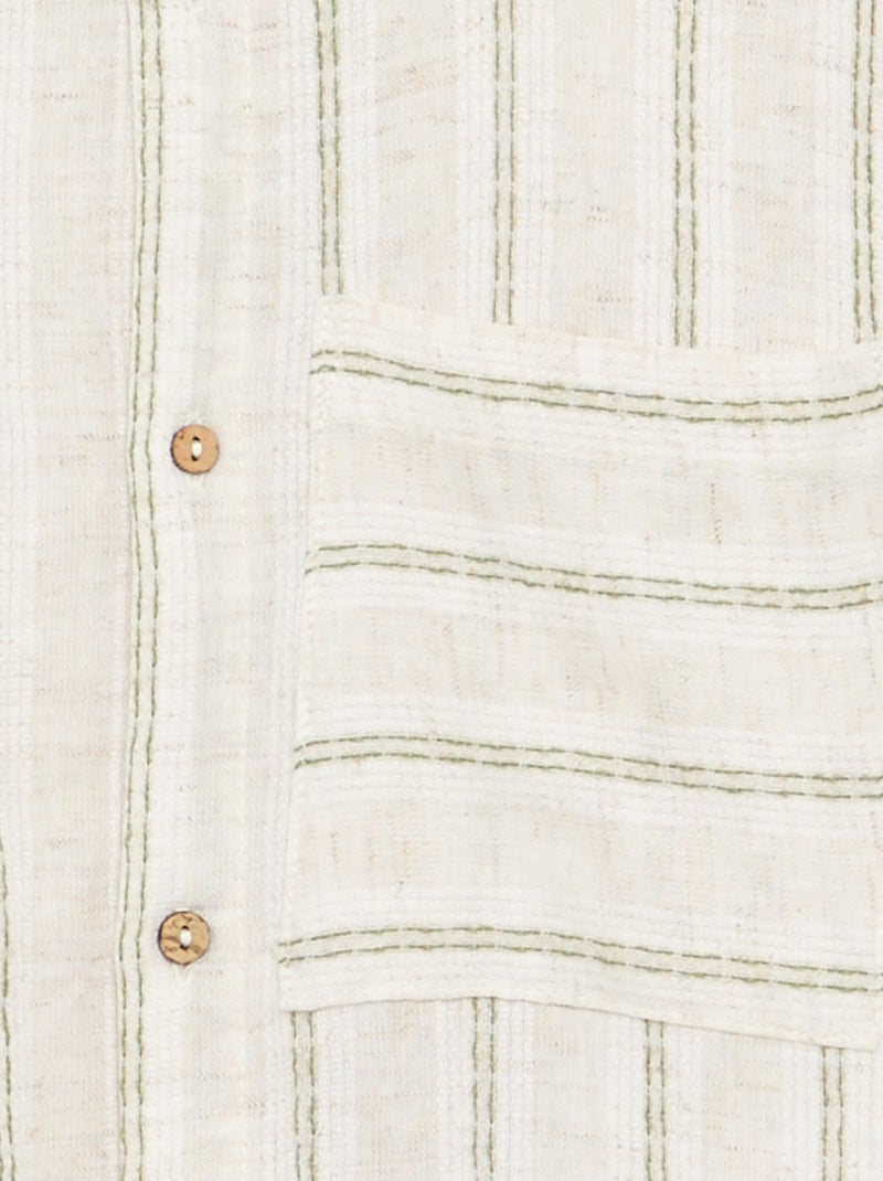Chemise rayée à manches courtes Beige - Kiabi