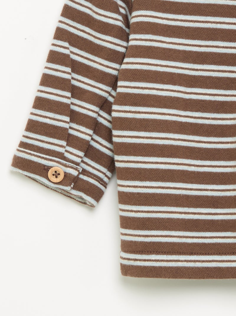 Chemise rayée à manches longues Marron - Kiabi
